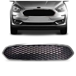 Grade Radiador Ka Hatch 2019 A 2022 Preta C/ Moldura Cromado Preto