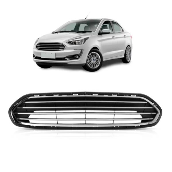 Grade Radiador Ka Sedan 2019 A 2022 Preta C/ Moldura Cromado Preto
