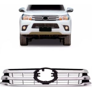 Grade Radiador Hilux 2016 A 2018 Preta Com Frisos Cromado Preto