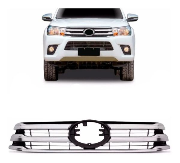 Grade Radiador Hilux 2016 A 2018 Preta Com Frisos Cromado Preto