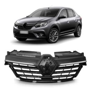 Grade Radiador Logan/sandero 2020 2021 2022 C/ Friso Cromado Preto