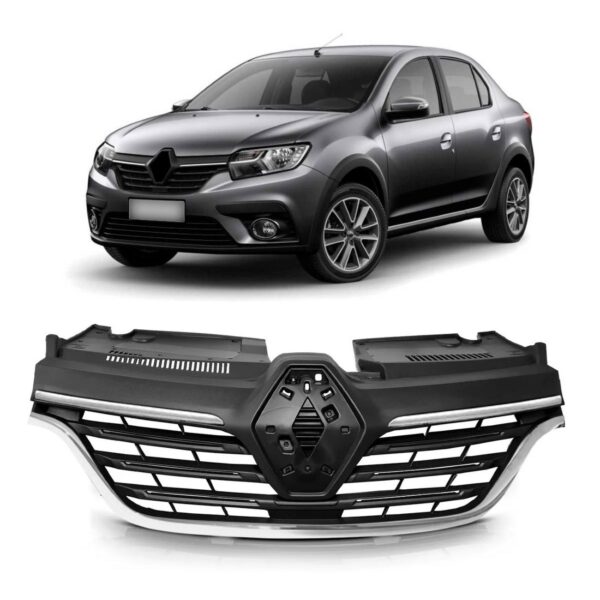 Grade Radiador Logan/sandero 2020 A 2022 Frisos Cromados Preto