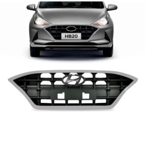 Grade Radiador Hb20 Hatch/sedan 2021 2022 Com Aro  Prata