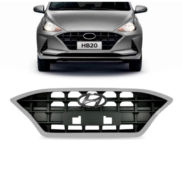 Grade Radiador Hb20 Hatch/sedan 2021 2022 Com Aro  Prata