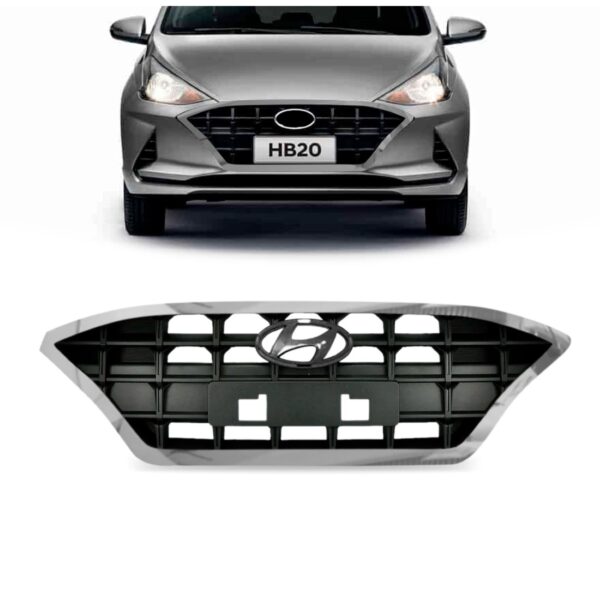 Grade Radiador Hb20 Hatch/sedan 2021 2022 Com Aro Cromado Preto