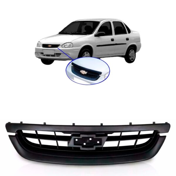 Grade Corsa Classic 2009 A 2011 3 Partes Completa Preta - Preto