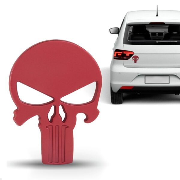 Emblema Caveira Justiceiro Carro Grande Vinho