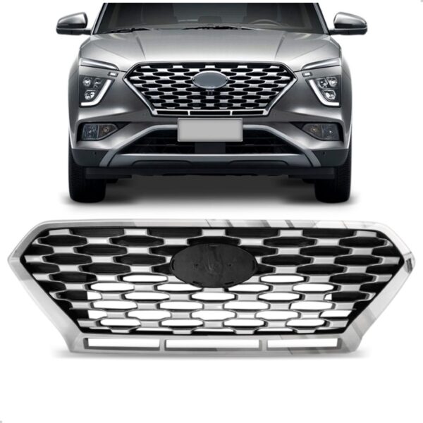 Grade Para Creta 2020 2021 2022 Prata Com Moldura Cromada Plástico