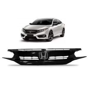 Grade Honda Civic 2017 2018 Black Piano Com Moldura Emblema Brilhante
