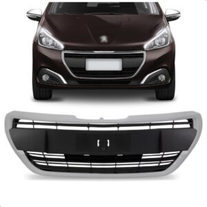 Tela Frontal 208 2017 2018 2019 2020 Preta Com Moldura Cinza