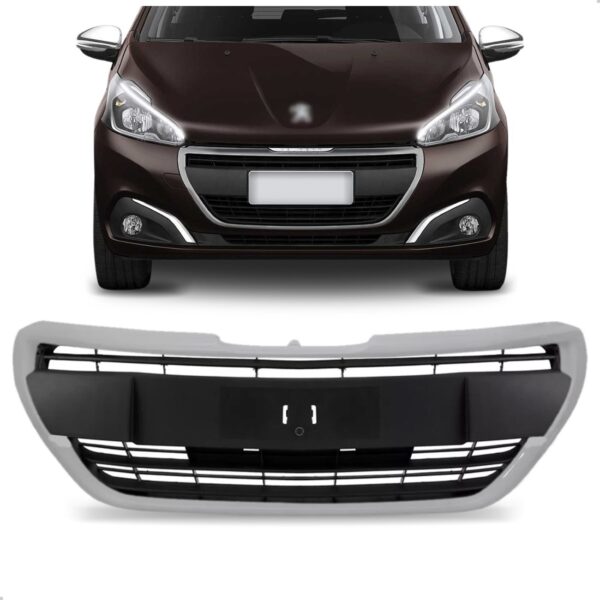 Tela Frontal 208 2017 2018 2019 2020 Preta Com Moldura Cinza