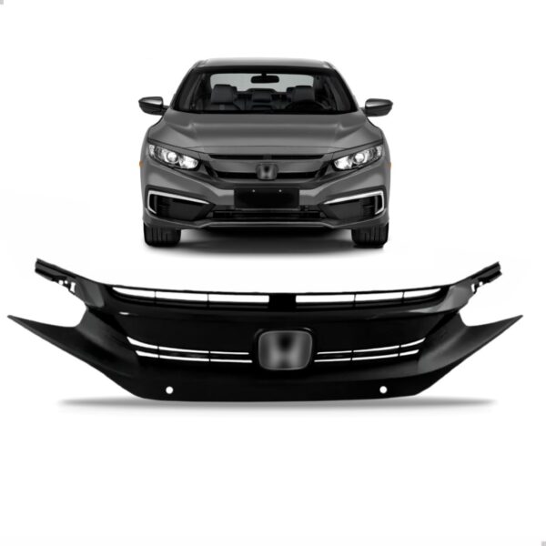 Tela Frontal Civic 2017 Até 2018 Preta Moldura + E Emblema