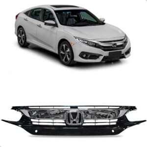 Grade Civic 2017 A 2018 Black Piano C/moldura Emblema Cromad