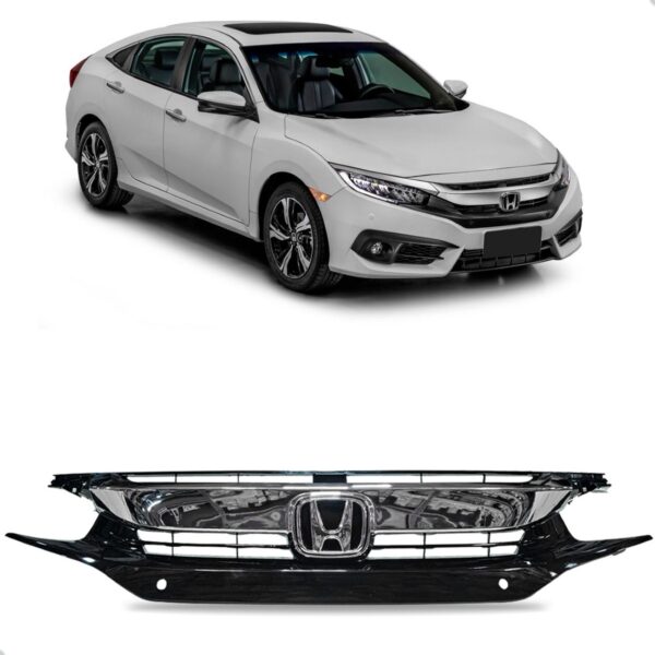 Grade Civic 2017 A 2018 Black Piano C/moldura Emblema Cromad