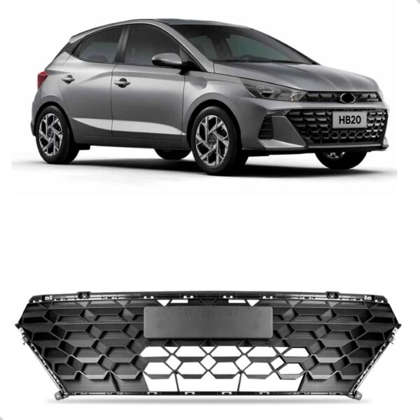 Grade Central Para Hyundai Hb20 2023 Até 2024 Preta 1a Linha Preto