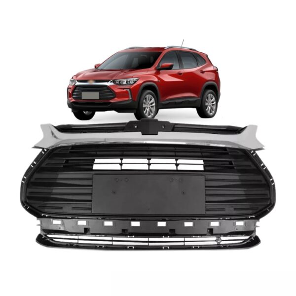 Tela Grade Tracker 2020 A 2022 Preta Completa Friso Sup Crom Preto Com Cromado