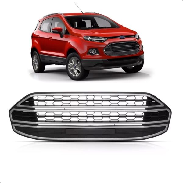 Grade Central Parachoque Ecosport Friso Cinza 2013 A 2017 - Plástico