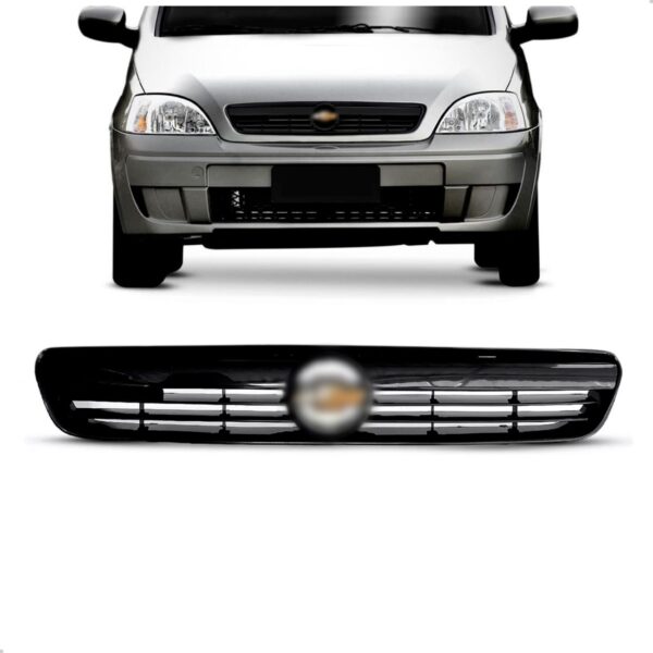 Tela Frontal Radiador Corsa 2003 A 10 Preta Com Friso Preto Plástico