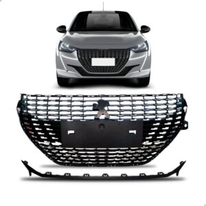 Grade Com Friso Para Peugeot 208 Style 2021 A 2024 1a Linha Preto