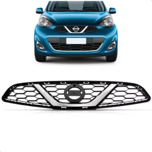 Grade Nissan March 2015 A 2018 Completa Preta Friso Cromado Plástico