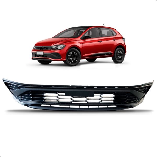 Grade Central Inferior Parachoque Dianteiro Polo Track 23 24 Preto Preta