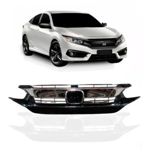 Grade Civic 2017 2018 Preta Black Piano Com Emblema Cromado