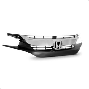 Tela Frontal Civic 17/18 Preta C/ Moldura E Emblema Cromado - Preto