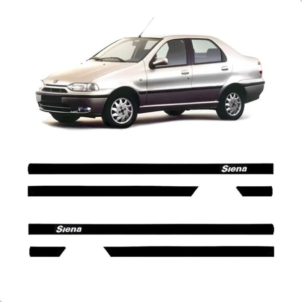 Friso Lateral Siena 1995 A 2004 Com Nome Gravado 06 Peças Preto