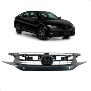 Grade Radiador Honda Civic 2017 2018 Sem Furo Sensor - Preto - Fosco