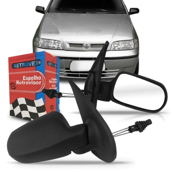 Retrovisor Palio Fire 2001 02 03 2004 - 4p Controle Manual Lado Esquerdo