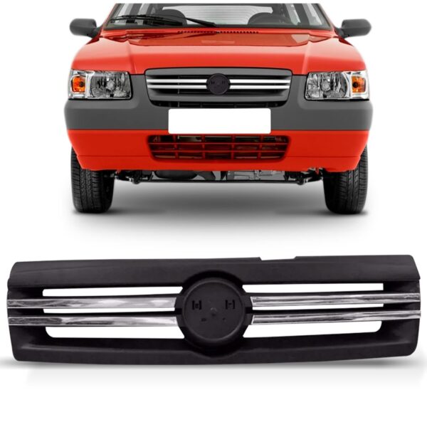 Grade Para  Uno/fiorino 2009 A 2011 Cinza C/friso Cromado Preto