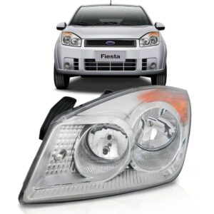 Farol Fiesta 2007 2008 2009 2010 Cromado 1ª Linha Esquerdo/motorista