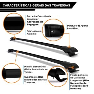 Travessa Teto Spacefox Larga Em Aluminio Preto Larga Preta