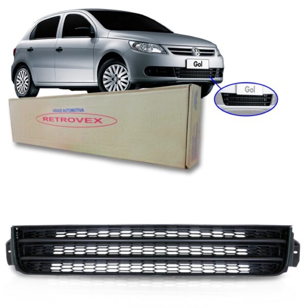 Grade Inferior Central Para Gol G5 2009 A 2011 Preta S/friso Preto