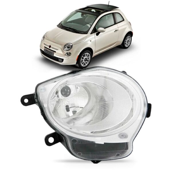 Farol Fiat 500 08 09 10 11 2012 2013 Inferior Alto 1ª Linha Direito/passageiro