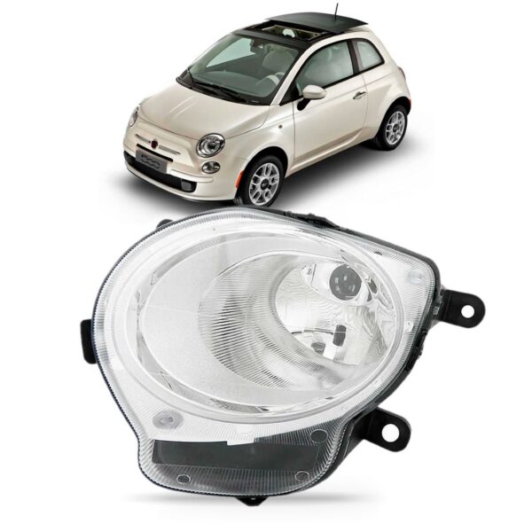 Farol Fiat 500 08 09 10 11 2012 2013 Inferior Alto 1ª Linha - Esquerdo/motorista
