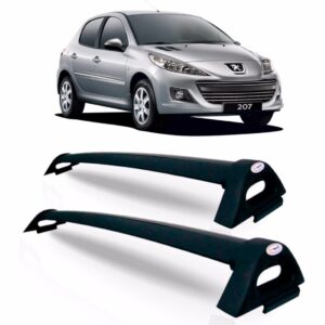 Rack Teto Peugeot 207 Hatch 4 Porta Aluminio Preto Preto