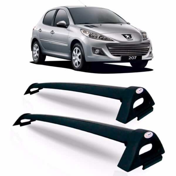 Rack Teto Peugeot 207 Hatch 4 Porta Aluminio Preto Preto