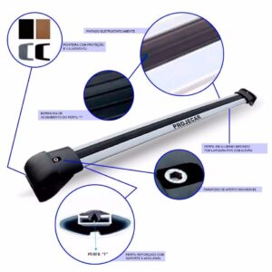 Travessa Teto Fiat Idea 2006 A 2016 Aluminio Larga Prata Plata