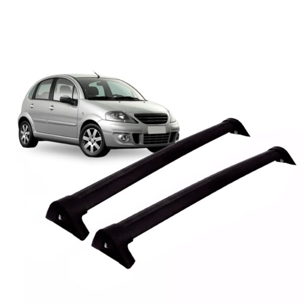 Rack De Teto Para Carro Citroen C3 Aluminio Preto Preto