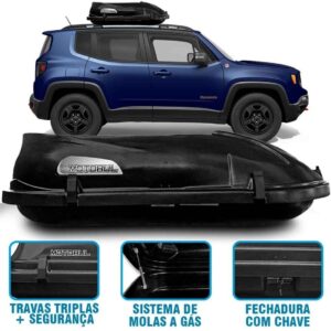 Baú Maleiro De Teto 400 Litros Motobul Land Rover Evoque Preto