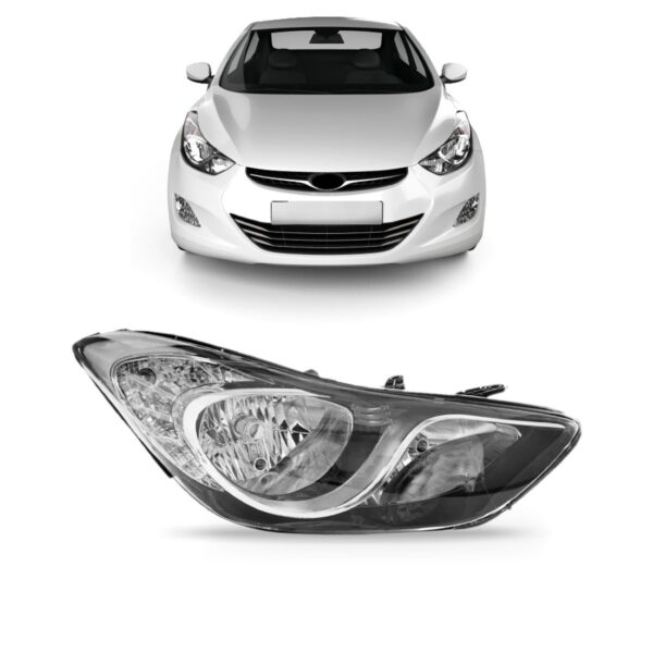 Farol Elantra 11 2012 2013 2014 15 Máscara Cromada 1ª Linha - Direito/passageiro