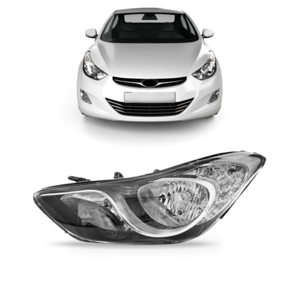 Farol Elantra 11 2012 2013 2014 15 Máscara Cromada 1ª Linha - Esquerdo/motorista