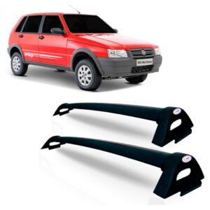 Rack Teto Fiat Uno 2004 A 2010 -04 Portas Aluminio Preto Preto