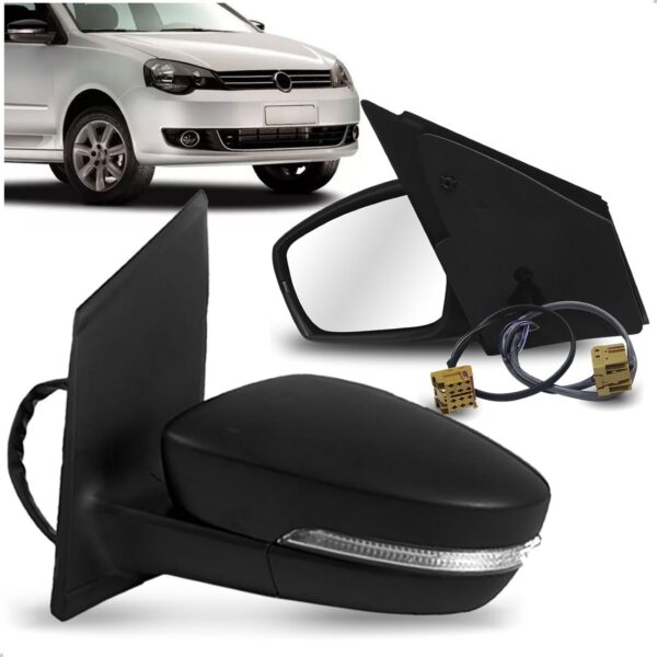 Retrovisor Para Volkswagen Polo 13/15 Eletrico Com Sinaleira Lado Esquerdo