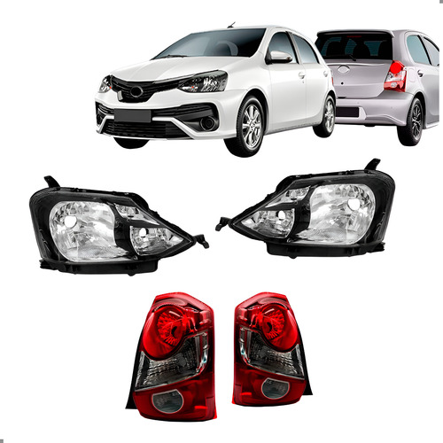 Par Farol E Lanternas Para Etios Hatch 2017 A 2021 Fumê Ambos Lados