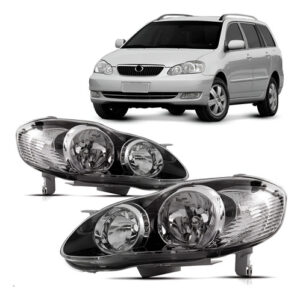 Par Farol Corolla Fielder 2003 A 2008 Mascara Negra Direito