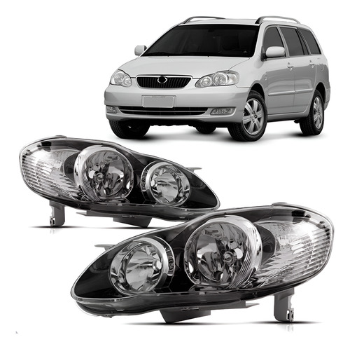 Par Farol Corolla Fielder 2003 A 2008 Mascara Negra Direito