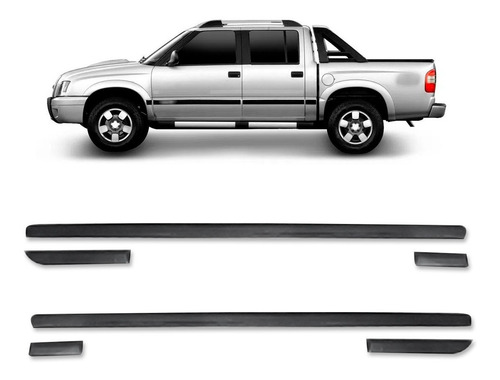 Jogo Friso Lateral Para S10 Cabine Dupla 2001 A 2011 6pcs
