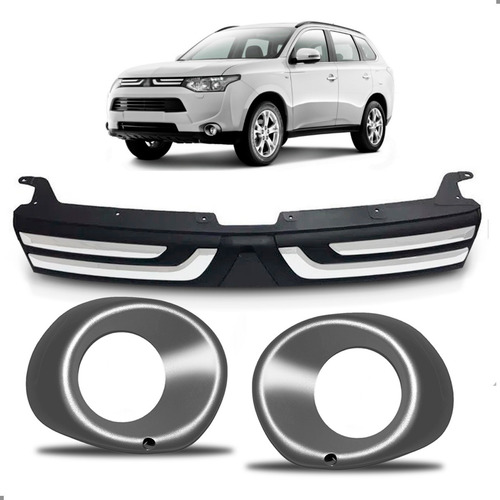 Kit Grade Friso Para Oulander 2014 2015 Par Molduras Cromado Preto